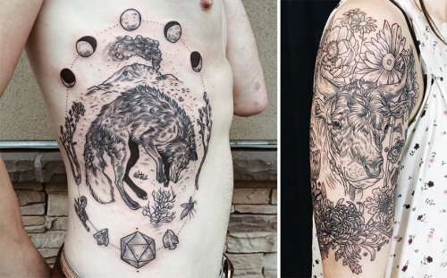 Татуировки в стиле рисунков из прошлого от Пони Рейнхардт (15 фото)