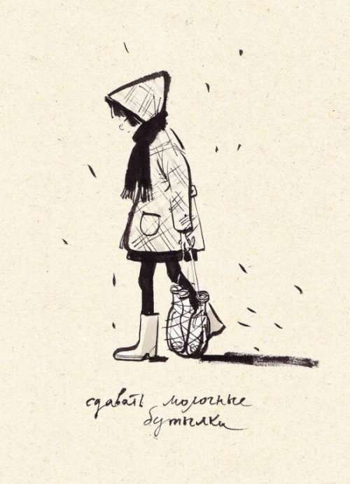 Иллюстрации из жизни советских школьников от Евгении Двоскиной (8 шт)