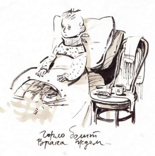 Иллюстрации из жизни советских школьников от Евгении Двоскиной (8 шт)